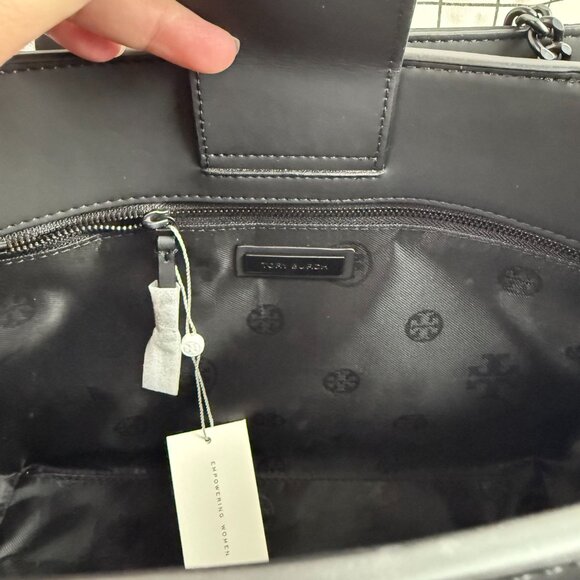 NWT Tory Burch Black Matte Quilted Tote Bag Authentic - Picture 10 of 12
